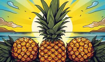Pineapple Background For Social Media Advertising, Juicy Fruit for Healthy Nutrition. photo