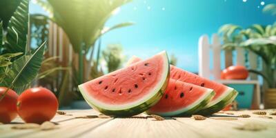 Freshy Various Fruits For Summer Background, Summer Festive Time Concept. photo