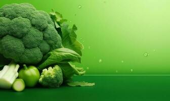 Organic Vegetable Advertising Background, Vegetarian Food for Healthy Nutrition. Generative Ai photo