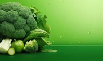 Organic Vegetable Advertising Background, Vegetarian Food for Healthy Nutrition. photo