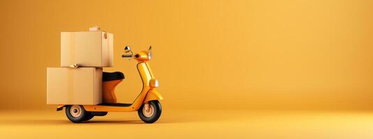Online Delivery Concept, Fast Respond Delivery By Scooter Motorcycle. photo