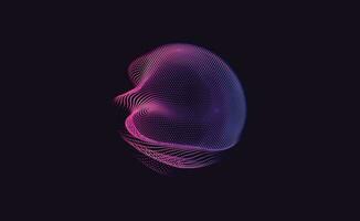 Abstract Digital Circles of Particles with Noise. Futuristic Circular Sound Wave. Big Data Visualization. 3D Virtual Space VR Cyberspace. Crypto Currency Concept. vector