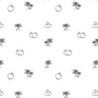 Seamless pattern with coconut and coconut tree on white background. vector