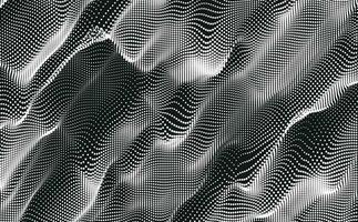 Dotwork swoosh pattern vector background. Black grunge noise stipple dots wave. Sand grain effect. Black dots grunge swoosh banner. Abstract shape noise dotwork pattern. Stochastic dotted wave vector