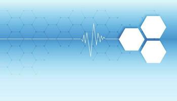 corazón ola tecnología antecedentes muestra el ritmo de el corazón ese es bombeo. oscuro azul antecedentes con un cuadrícula vector