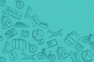 Travel destination vector background and template design with travel destinations and famous landmarks and attractions for tourism. Let's go travel vector illustration.