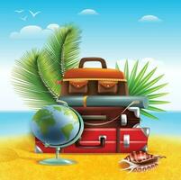 Travel destination vector background and template design with travel destinations and famous landmarks and attractions for tourism. Let's go travel vector illustration.