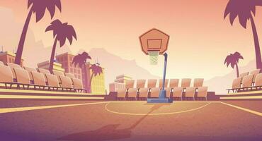 Empty basketball court scene illustration vector