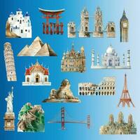 Travel and vacation concept with famous landmarks,Travel to World. of famous landmarks of the world. Concept website template. Vector illustration. paper art eps 10