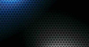 Abstract geometric blue lines on dark blue background with lighting effect. Modern technology futuristic digital patterns. Hexagon geometry structure. Vector illustration