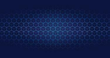 Abstract geometric blue lines on dark blue background with lighting effect. Modern technology futuristic digital patterns. Hexagon geometry structure. Vector illustration