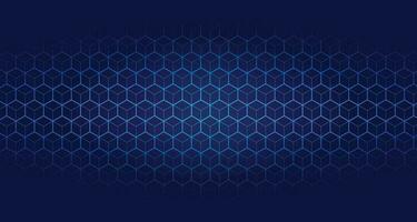 Abstract geometric blue lines on dark blue background with lighting effect. Modern technology futuristic digital patterns. Hexagon geometry structure. Vector illustration