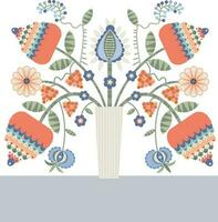 Folk Art Floral Vase vector