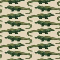 Ancient Egyptian themed vector seamless pattern with crocodiles