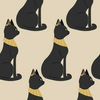 Ancient Egyptian themed vector seamless pattern with cats