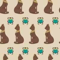 Ancient Egyptian themed vector seamless pattern with cats