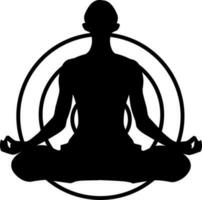 Meditation Focus Concentration Silhouette Icon Vector. Fit for wellness purpose. vector