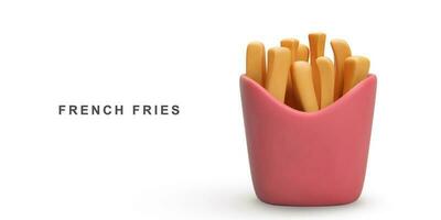 Realistic French fries on white background. Vector illustration.
