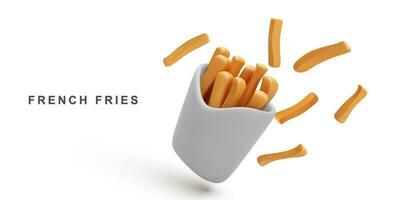 3d realistic French fries. Vector illustration.