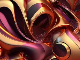 A maroon and gold color 3d digital render of a abstract background created with generative AI technology photo