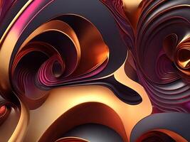 A maroon and gold color 3d digital render of a abstract background created with generative AI technology photo