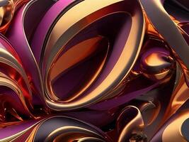 A maroon and gold color 3d digital render of a abstract background created with generative AI technology photo