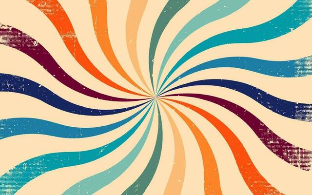 retro wavy sunburst background with grunge texture