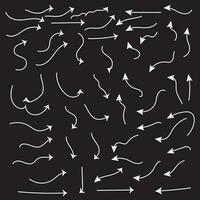 Set of vector curved arrows hand drawn. Sketch doodle style. Collection of pointers.