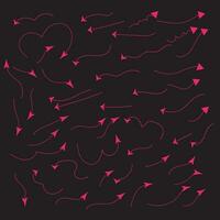 Set of vector curved arrows hand drawn. Sketch doodle style. Collection of pointers.