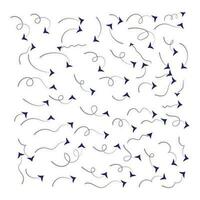 Set of vector curved arrows hand drawn. Sketch doodle style. Collection of pointers.