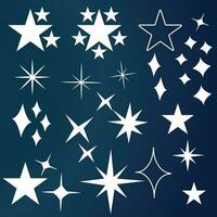 iconos de estrellas. estrellas centelleantes. destellos, explosión brillante. símbolos vectoriales de navidad aislados vector