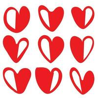 Heart Icons Set, hand drawn icons and illustrations for valentines and wedding vector