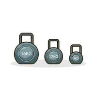 Set of gym kettlebells for sports vector illustration. Design elements for logo, label, sign, and emblem. Vector illustration