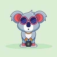 mascota logo coala levantamiento pesas rusas vector diseño. dibujos animados logo, coala gimnasio ejercicio, dibujos animados estilo