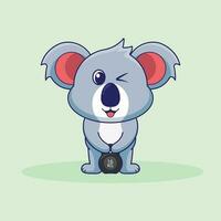 Cute mascot Koala lifting Kettlebell vector design. Cartoon mascot, Koala Gym workout, cartoon style