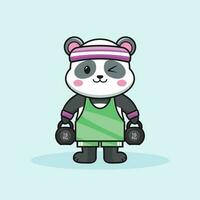 Cute panda bear Gym Buddy Lifting a kettlebells vector