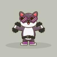 Sporty wolf in Pink Sunglasses, A Cartoon Illustration Lifting Barbell vector