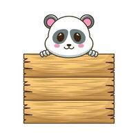 Cute Cartoon Panda holds a blank sign isolated on white background vector