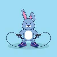 Cartoon Rabbit Jumping Rope vector illustration. Cartoon Vector workout Icon Illustration