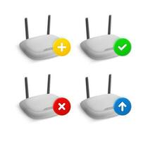 Wifi router icon set with different pictograms. 3d vector icons set