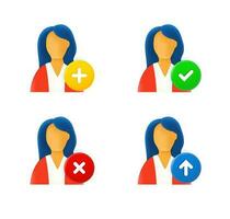 woman icon set with different pictograms. 3d vector icons set