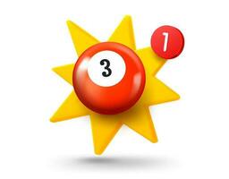 Billiard ball with explosion effect. 3d vector mobile application icon with notification