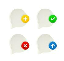 Speech bubble icon set with different pictograms. 3d vector icons set