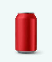 Red aluminium 330 ml can mockup isolated on white background. 3d vector illustration