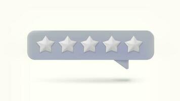 Speech bubble with silver rating stars. Feedback concept. 3d vector illustration