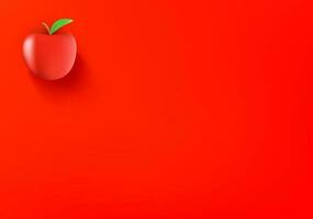 Vector wallpaper with red apple icon. 3d vector background with copy space