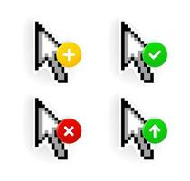 Computer cursor arrow icons set with different pictograms. 3d vector icons set