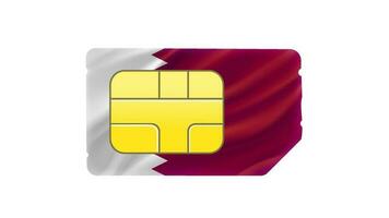 Mobile operator SIM card with Qatar flag. 3d vector illustration