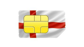 Mobile operator SIM card with England flag. 3d vector illustration