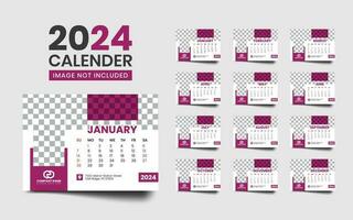 Modern desk calendar template for new year - horizontal layout - 12 months vector